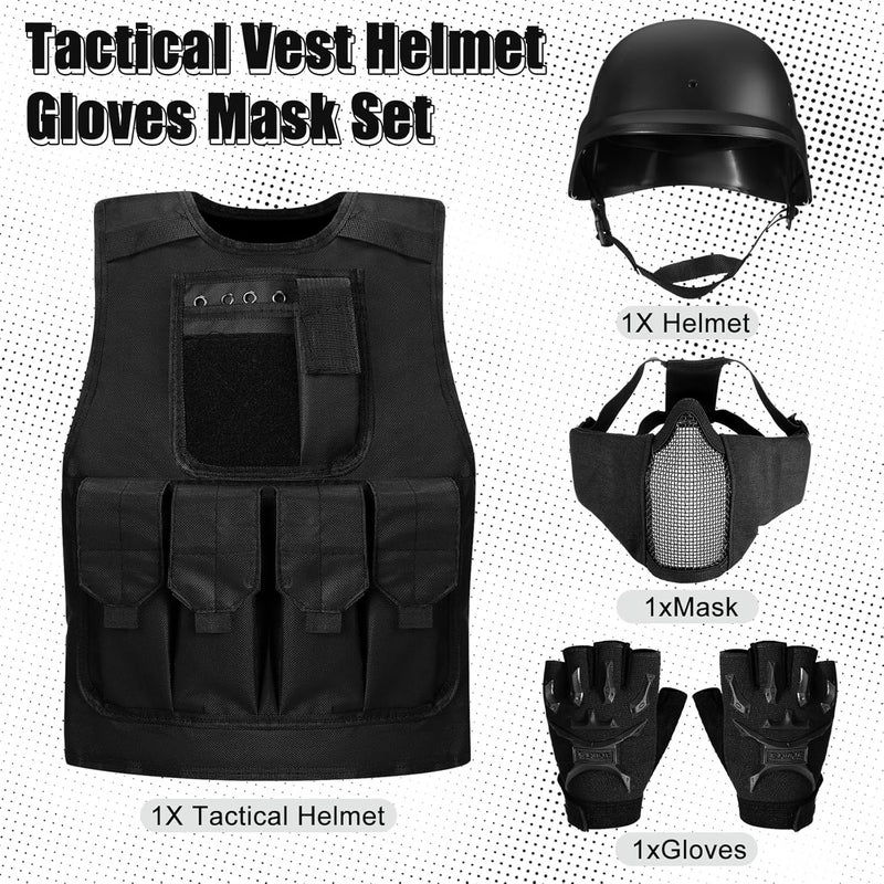 Cuffbow 4 Packs Tactical Vest Helmet Gloves Mask Set Paintball Vest Paintball Airsoft Fast Helmet Mask Gloves - Image 2